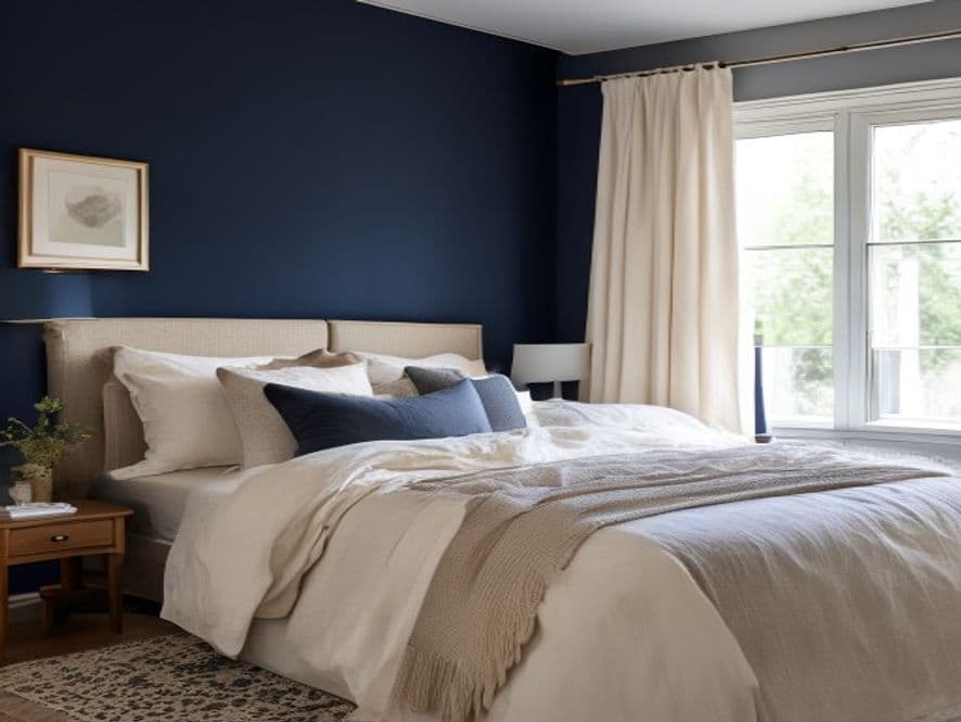 Chambre repeinte avec mur d'accent à Pornic